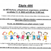 Zápis do Mateřské školy Bulhary